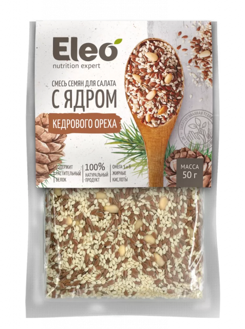 фотография  смесь семян для салата с ядром кедрового ореха "eleo", 50г в каталоге от интернет-магазина ТравыЛечебные.РФ