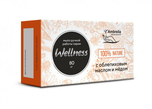 фотография  мыло натуральное "wellness" с облепиховым маслом и мёдом, 80г в каталоге от интернет-магазина ТравыЛечебные.РФ