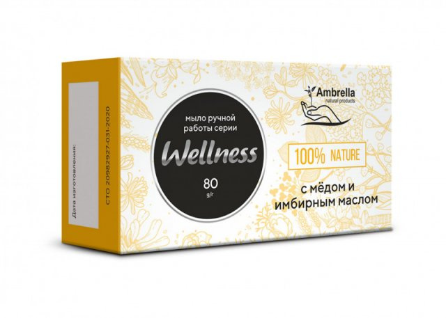 фотография  мыло натуральное "wellness" с мёдом и имбирным маслом, 80г в каталоге от интернет-магазина ТравыЛечебные.РФ