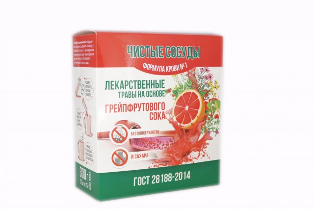 фотография  напиток сокосодержащий "чистые сосуды" на основе грейпфрутового сока, 300г в каталоге от интернет-магазина ТравыЛечебные.РФ