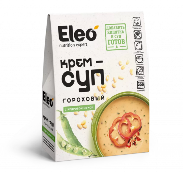 фотография  крем-суп гороховый с кедровой мукой "eleo", 200г в каталоге от интернет-магазина ТравыЛечебные.РФ