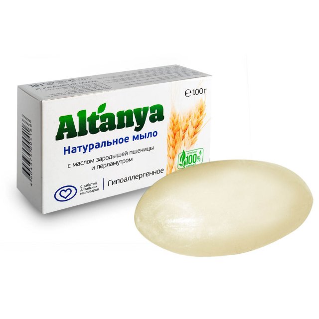 фотография  мыло натуральное гипоаллергенное "altanya" с маслом зародышей пшеницы и перламутром, 100г в каталоге от интернет-магазина ТравыЛечебные.РФ